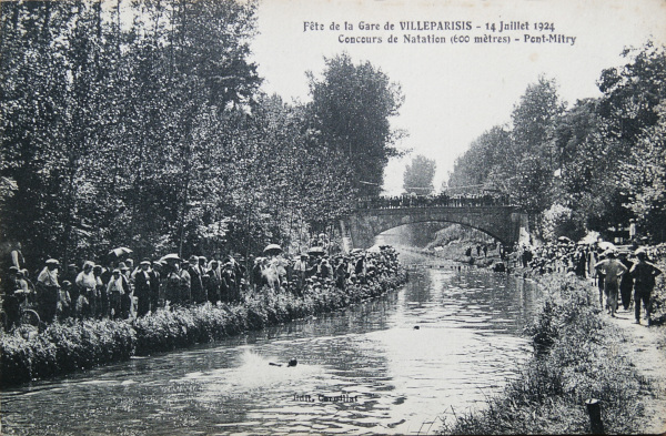 Fête de la Gare de VILLEPARISIS - 14 Juillet 1924 Concours de Nataion (600 mètres) - Pont-Mitry
